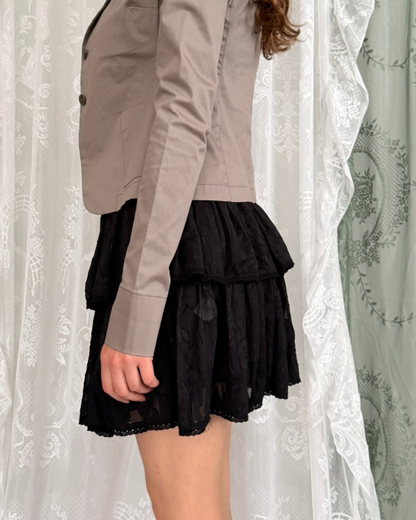 NKN Nekane Minirock schwarz Glitzer mehrlagig Teos Vintage Onlineshop Second Hand Stuttgart