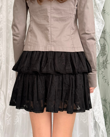 NKN Nekane Minirock schwarz Glitzer mehrlagig Teos Vintage Onlineshop Second Hand Stuttgart