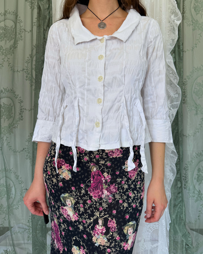 Naracamicie Bluse 3/4-Arm besonderst Schnürrung 90s Bluse Teos Vintage Onlineshop