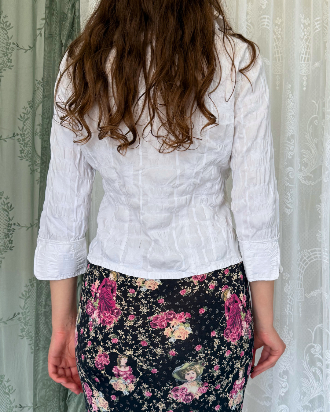 Naracamicie Bluse 3/4-Arm besonderst Schnürrung 90s Bluse Teos Vintage Onlineshop