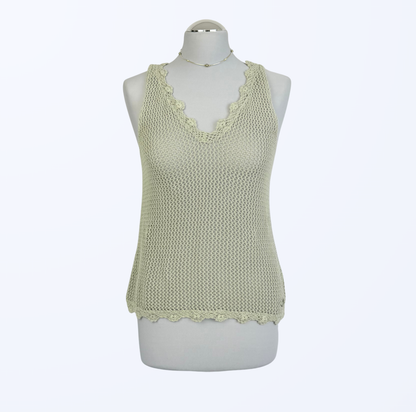 Nile Häkeltop graugrün boho whimsy Festival Teos vintage Onlineshop