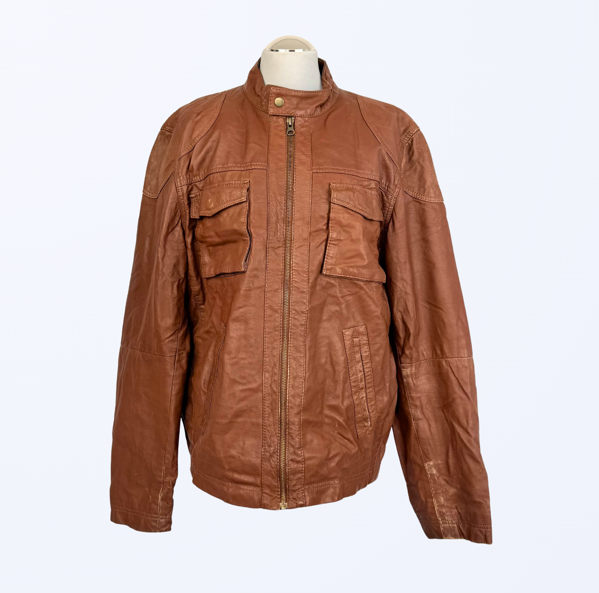 Vintage Lederjacke cognac used look Teos Vintage Onlineshop