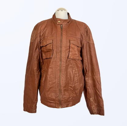 Vintage Lederjacke cognac used look Teos Vintage Onlineshop
