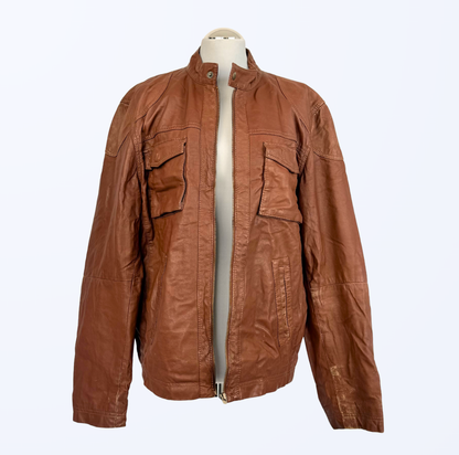 Vintage Lederjacke cognac used look Teos Vintage Onlineshop