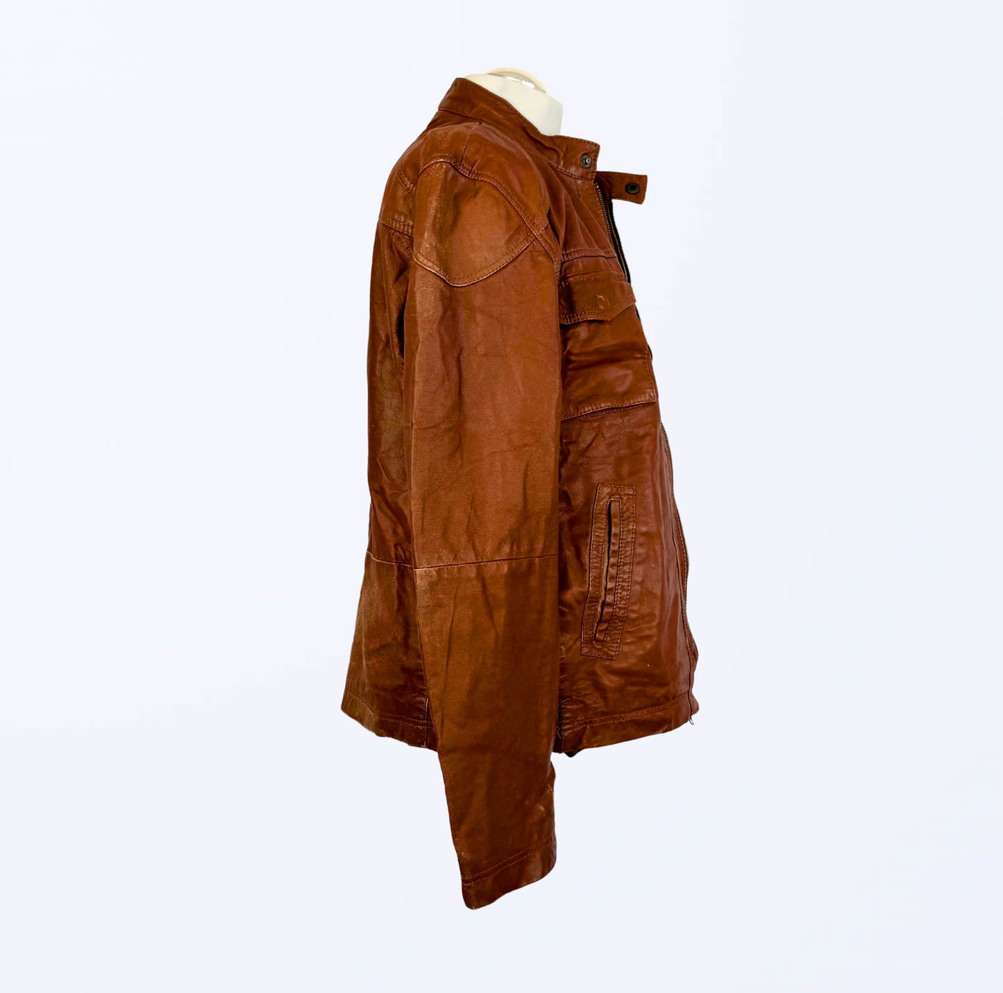 Vintage Lederjacke cognac used look Teos Vintage Onlineshop