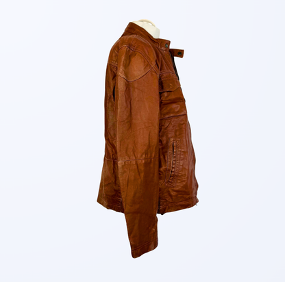 Vintage Lederjacke cognac used look Teos Vintage Onlineshop