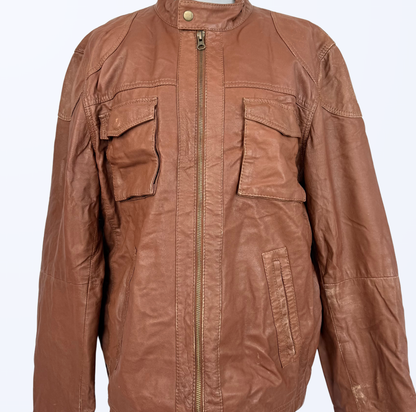 Vintage Lederjacke cognac used look Teos Vintage Onlineshop