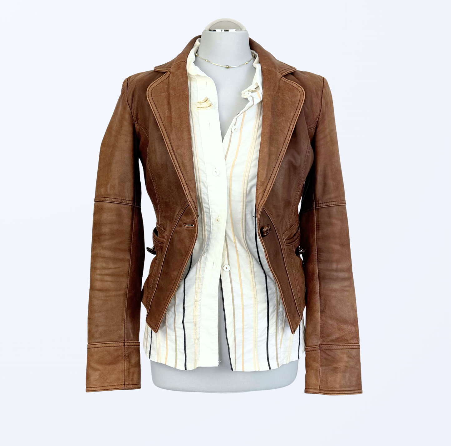 Object Lederjacke cognac Lederblazer 90s boho Festival