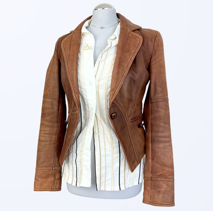 Object Lederjacke cognac Lederblazer 90s boho Festival