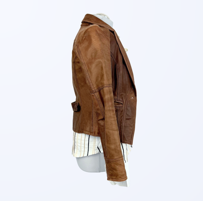 Object Lederjacke cognac Lederblazer 90s boho Festival