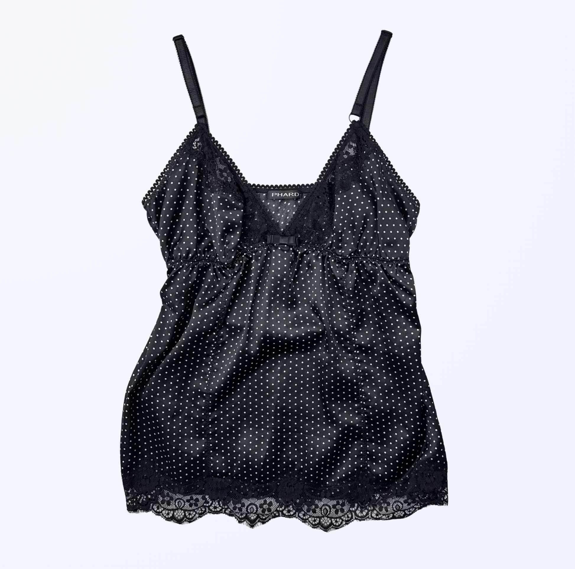 Phard Slip Top Polka Dots Spitze Gr XL L Teos Vintage Onlineshop