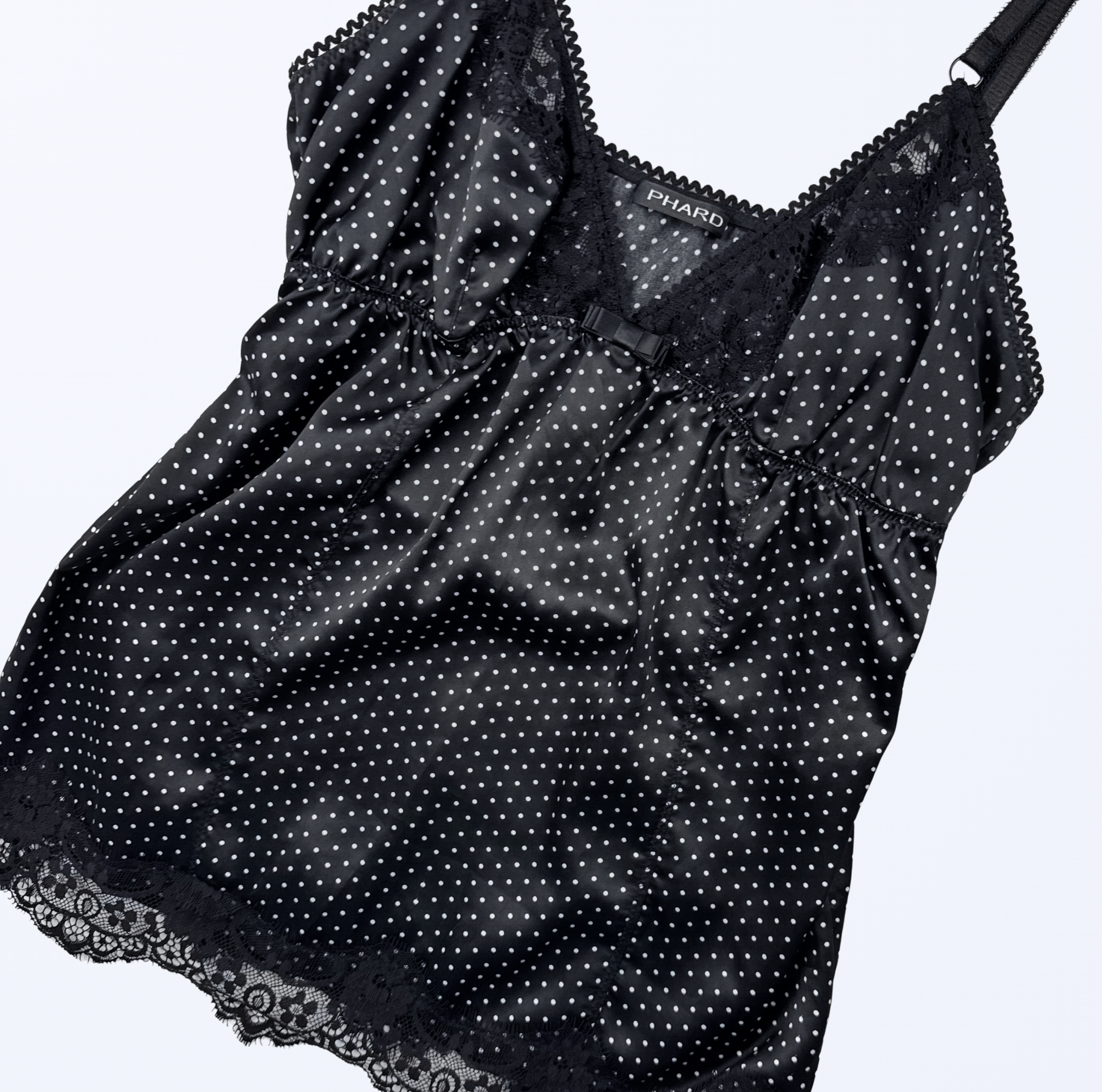 Phard Slip Top Polka Dots Spitze Gr XL L Teos Vintage Onlineshop