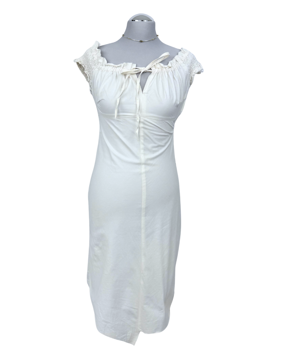 Pourquoi Pas Off Shoulder Kleid Milkmaid Style cottage Core 90s Style kleid Teos Vintage Onlineshop