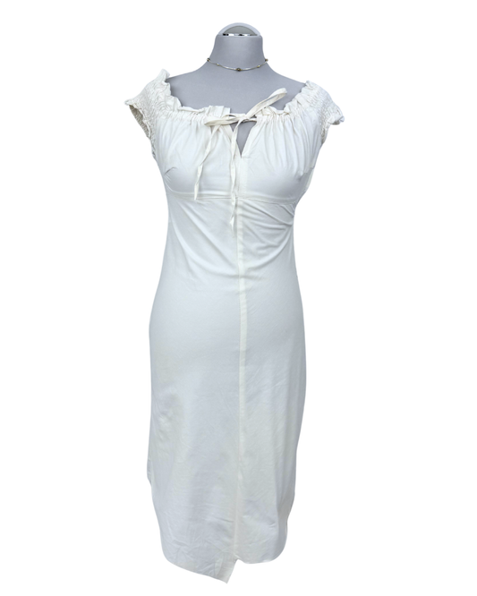 Pourquoi Pas Off Shoulder Kleid Milkmaid Style cottage Core 90s Style kleid Teos Vintage Onlineshop