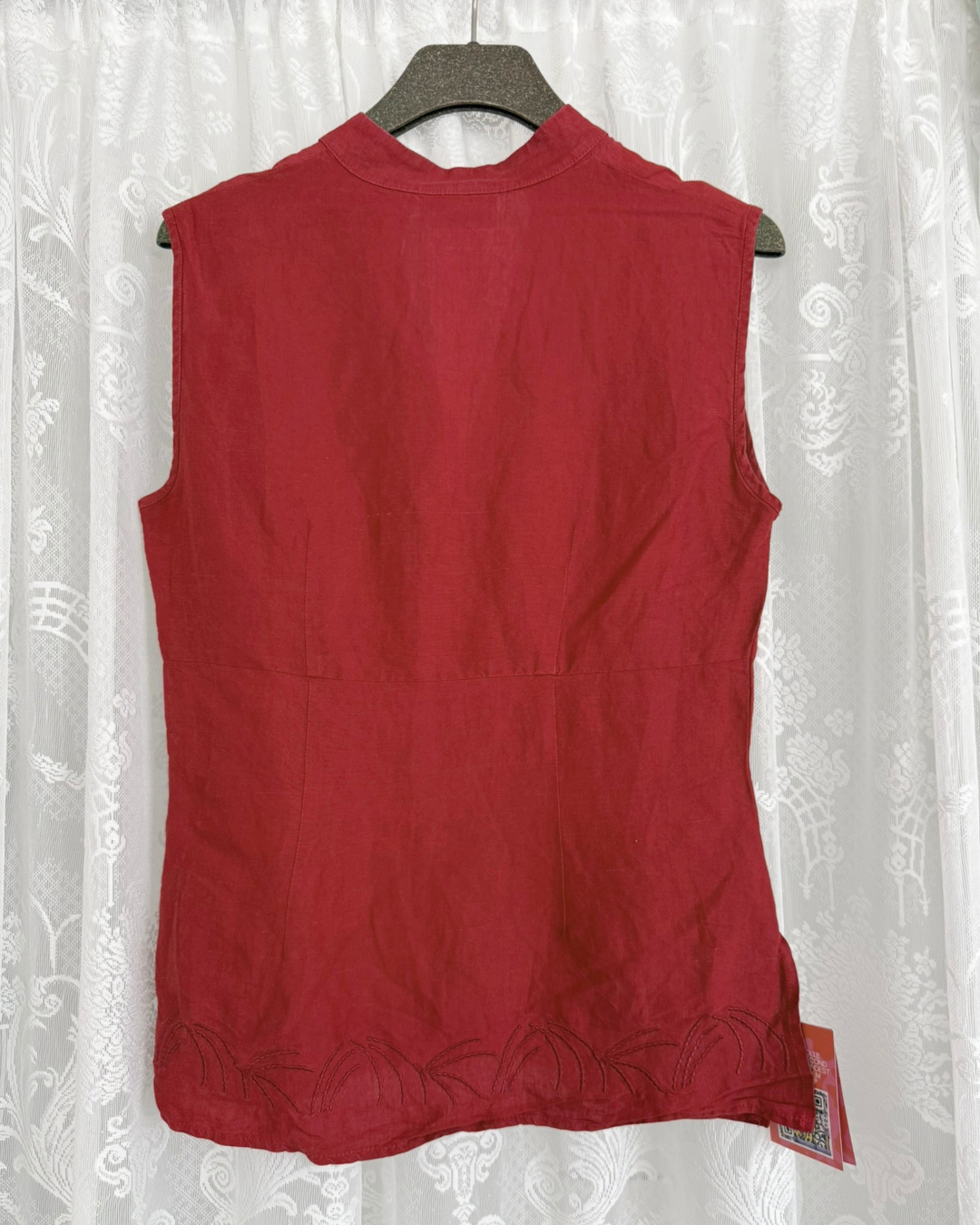 Leinenbluse ärmellos rot 90s Style Principles clothing Teos Vintage Online Shop