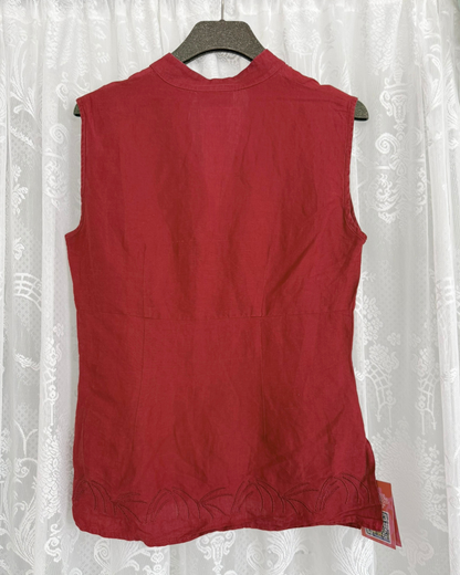 Leinenbluse ärmellos rot 90s Style Principles clothing Teos Vintage Online Shop