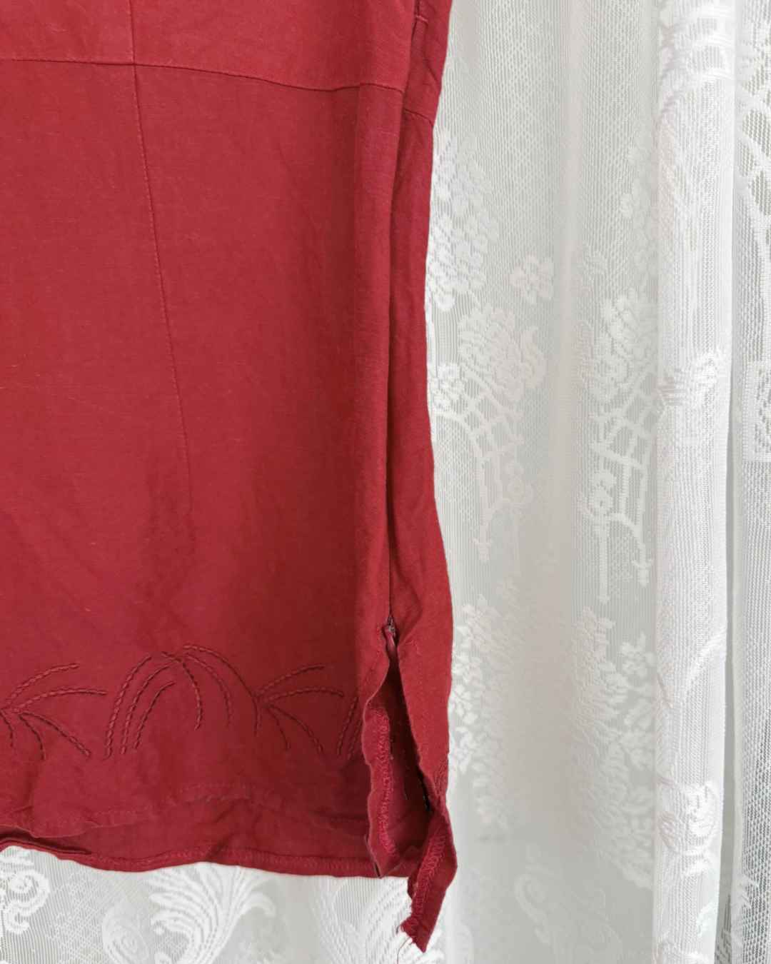 Leinenbluse ärmellos rot 90s Style Principles clothing Teos Vintage Online Shop
