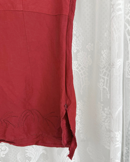 Leinenbluse ärmellos rot 90s Style Principles clothing Teos Vintage Online Shop
