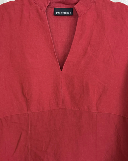 Leinenbluse ärmellos rot 90s Style Principles clothing Teos Vintage Online Shop