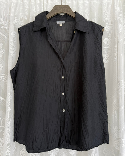 Project Clothing Seidenbluse ärmellos schwarz staple basic hochwertig Vintage Online Shop