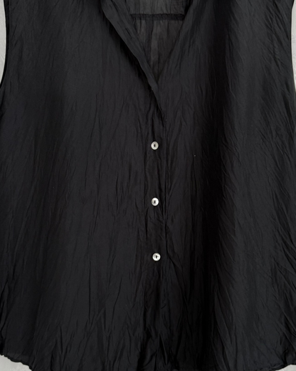 Project Clothing Seidenbluse ärmellos schwarz staple basic hochwertig Vintage Online Shop