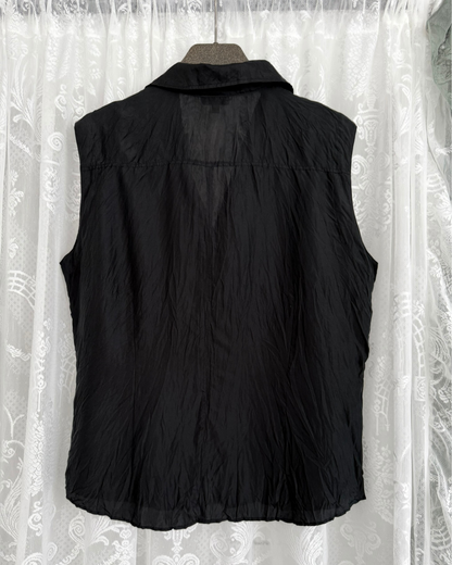 Project Clothing Seidenbluse ärmellos schwarz staple basic hochwertig Vintage Online Shop