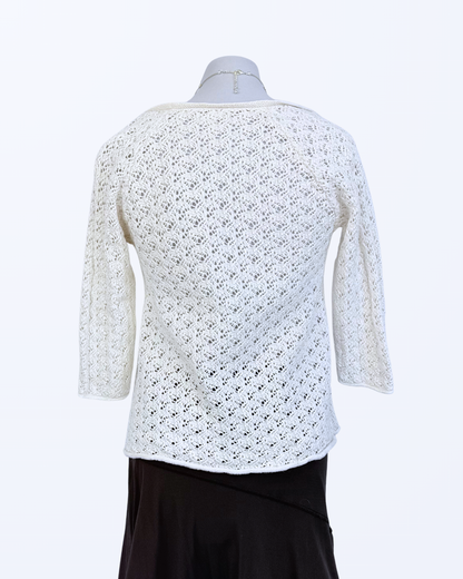 Boho Festival Whitchy Whimsical Cardigan creme weiß zum binden Teos Vintage