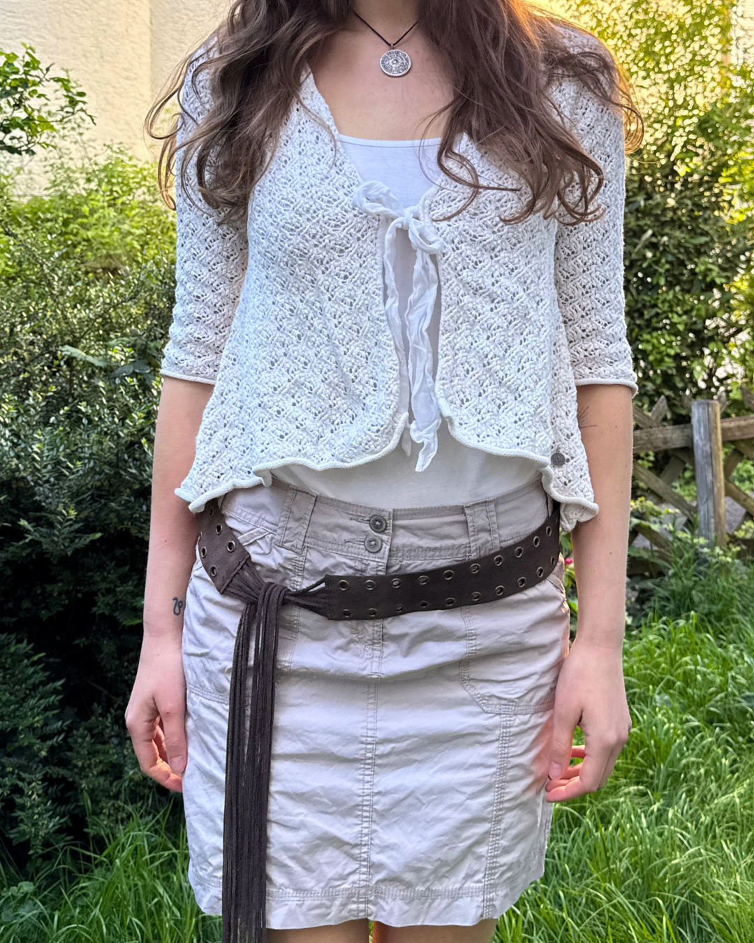 Boho Festival Whtichy Whimsical Häkelcardigan zum binden Teos Vintage