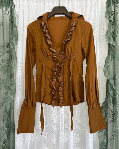 Rosso Di Sera Bluse mit Rüschen zum tailliert binden