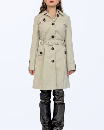 saba trenchcoat beige mit Schnalle Designer Second Hand Teos Vintage Onlineshop