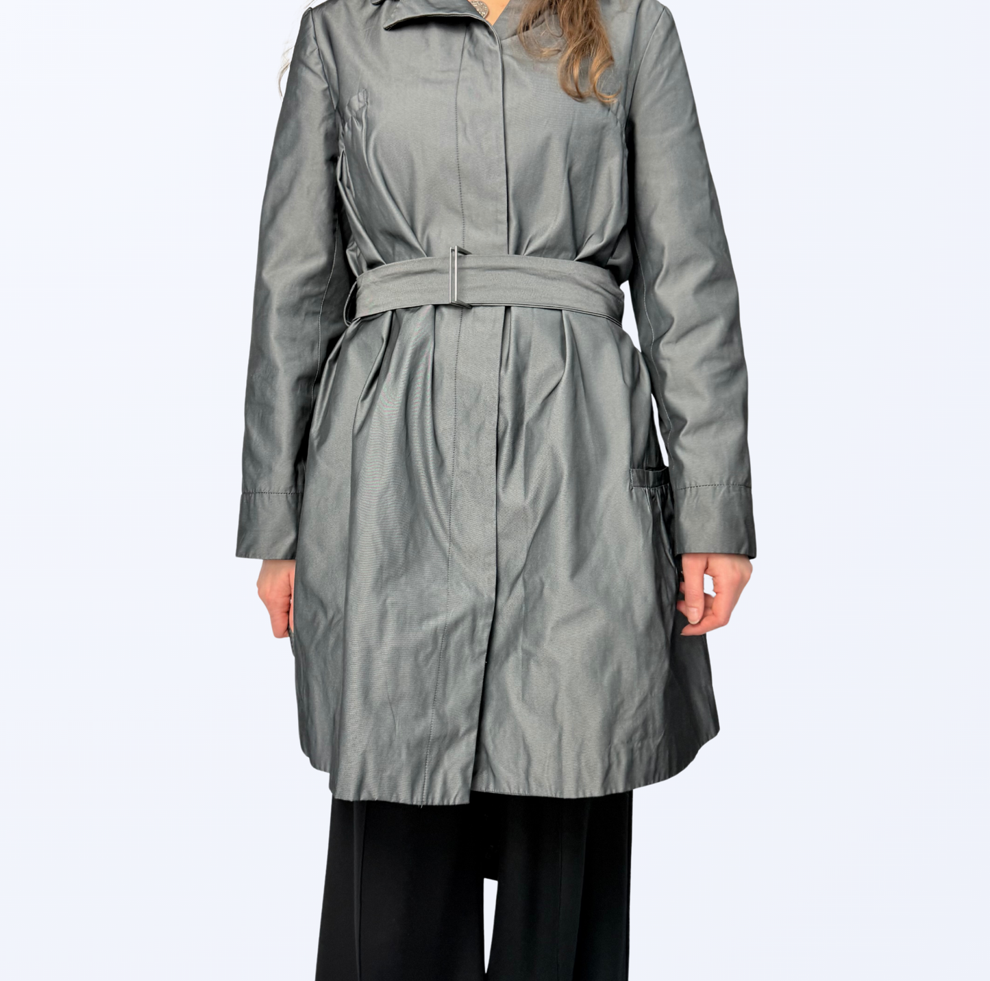 Sarah Pacini Trenchcoat silber metallic Teos Vintage