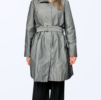 Sarah Pacini Trenchcoat silber metallic Teos Vintage