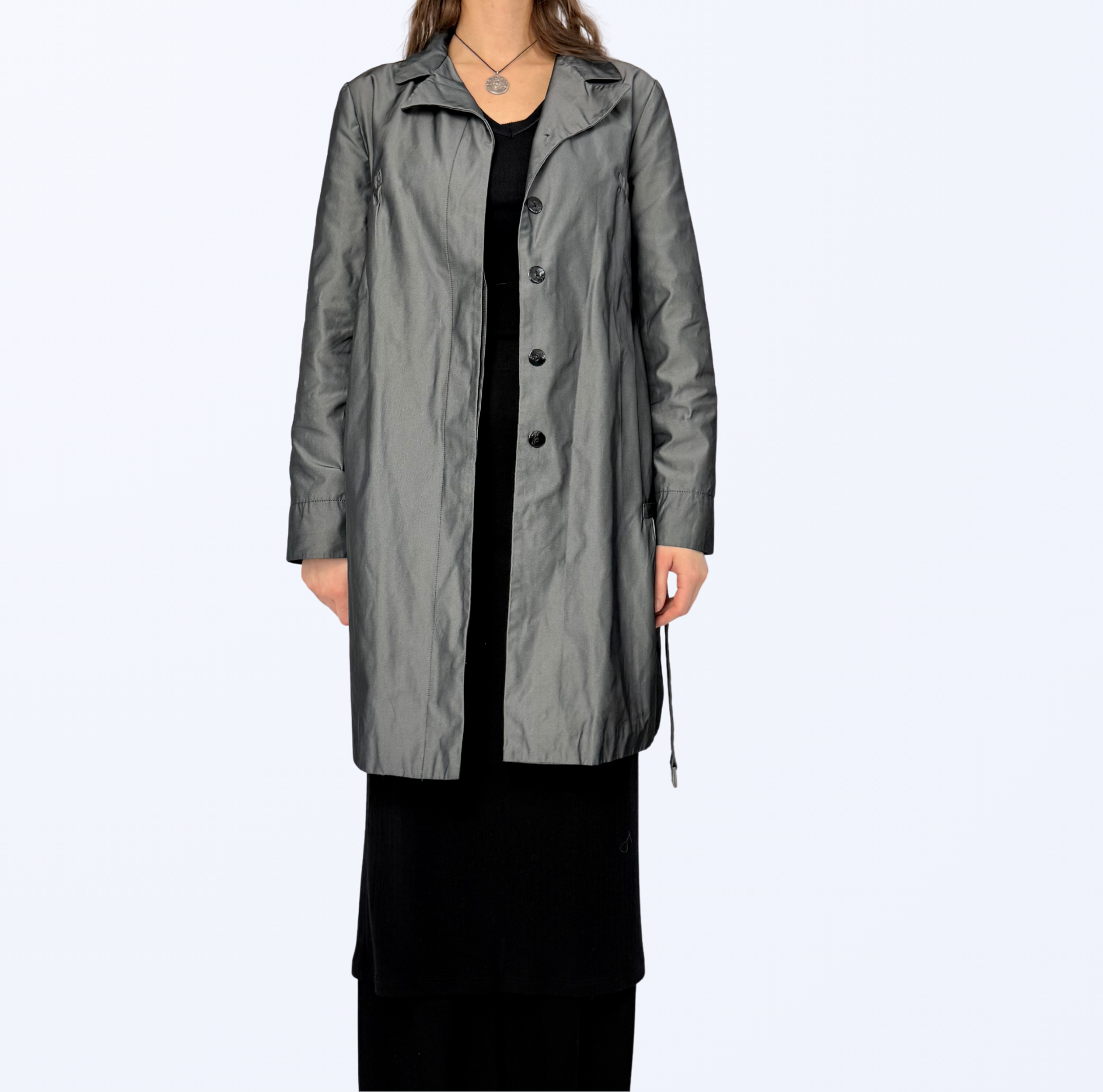 Sarah Pacini Trenchcoat silber metallic Teos Vintage