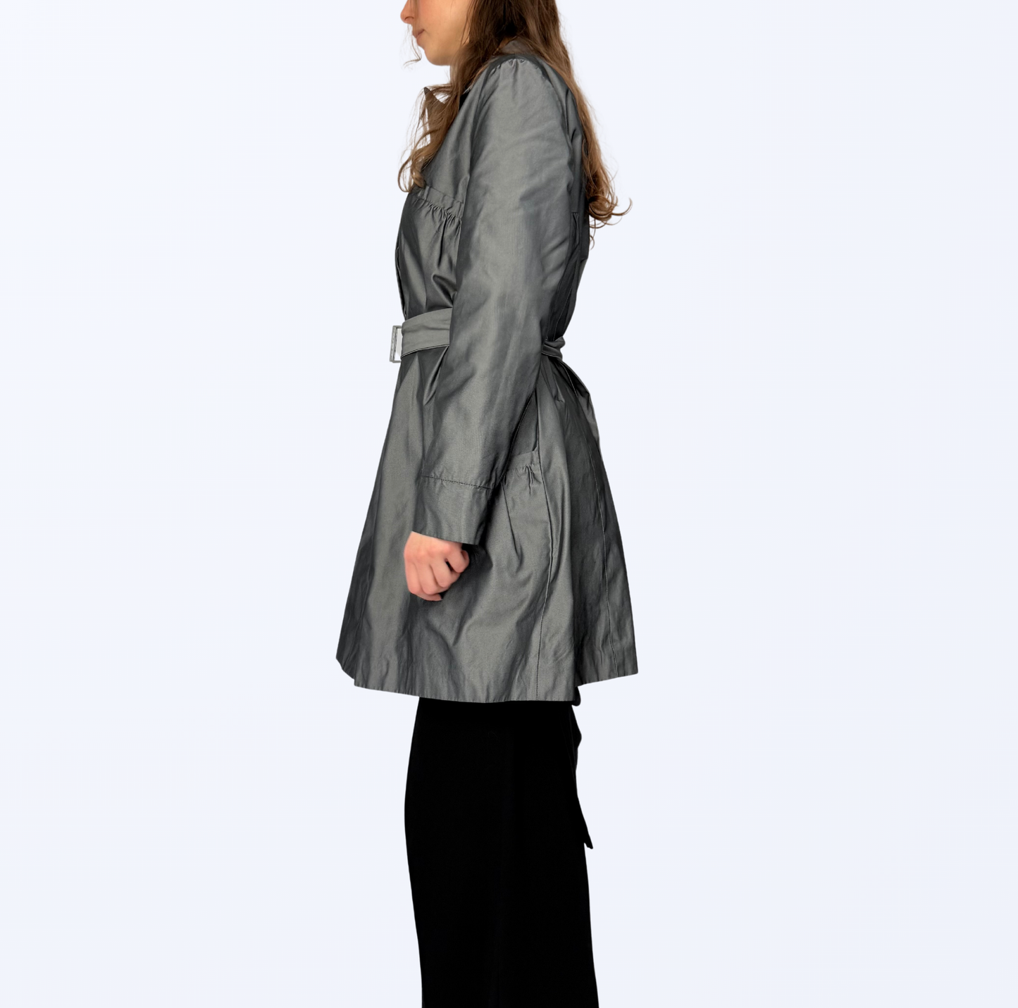 Sarah Pacini Trenchcoat silber metallic Teos Vintage
