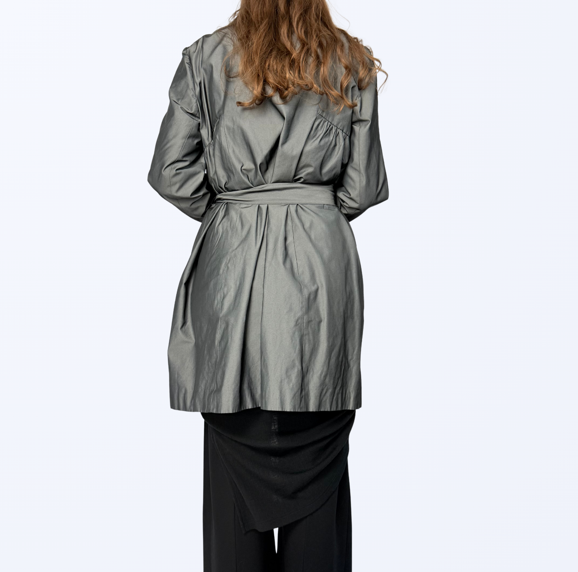 Sarah Pacini Trenchcoat silber metallic Teos Vintage