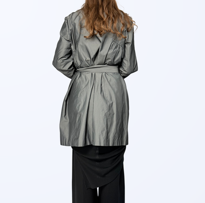 Sarah Pacini Trenchcoat silber metallic Teos Vintage