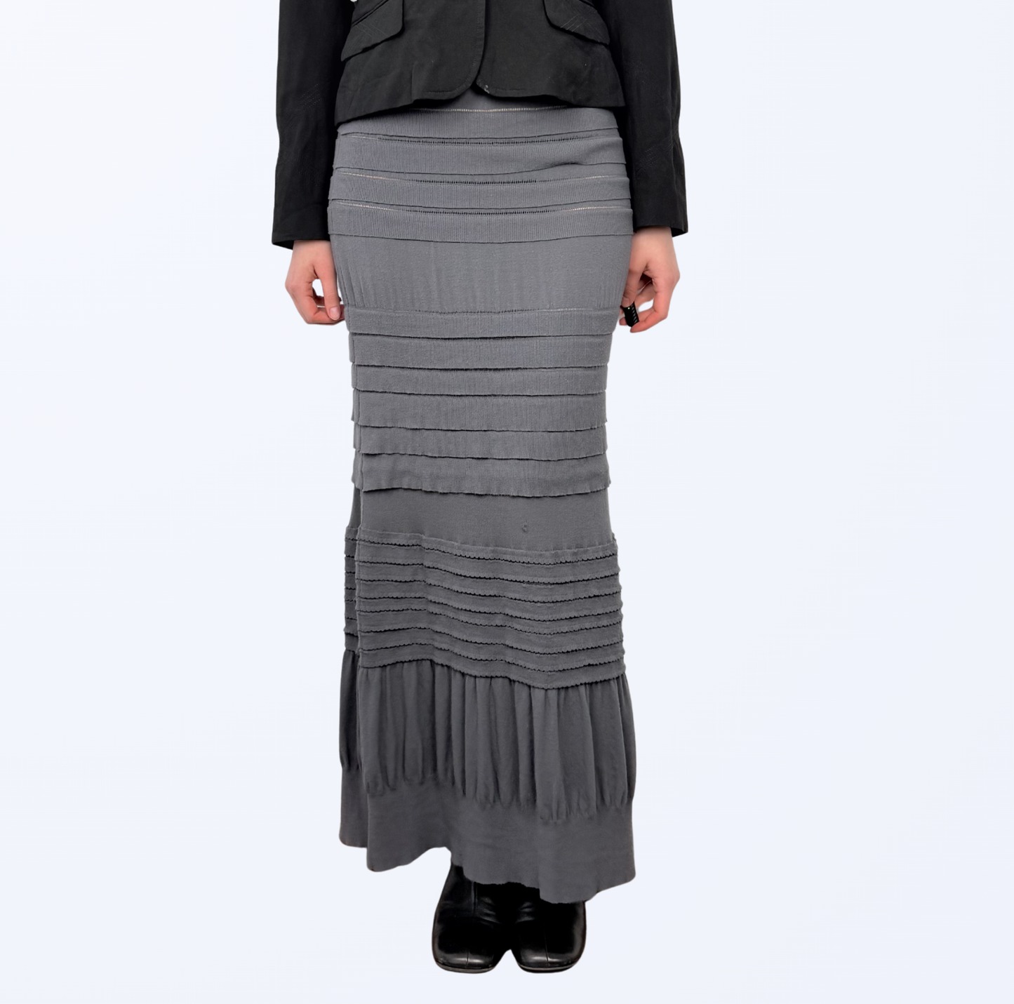 Sarah Pacini Maxirock semitransparent grau Gr. S/M Teos Vintage Onlineshop