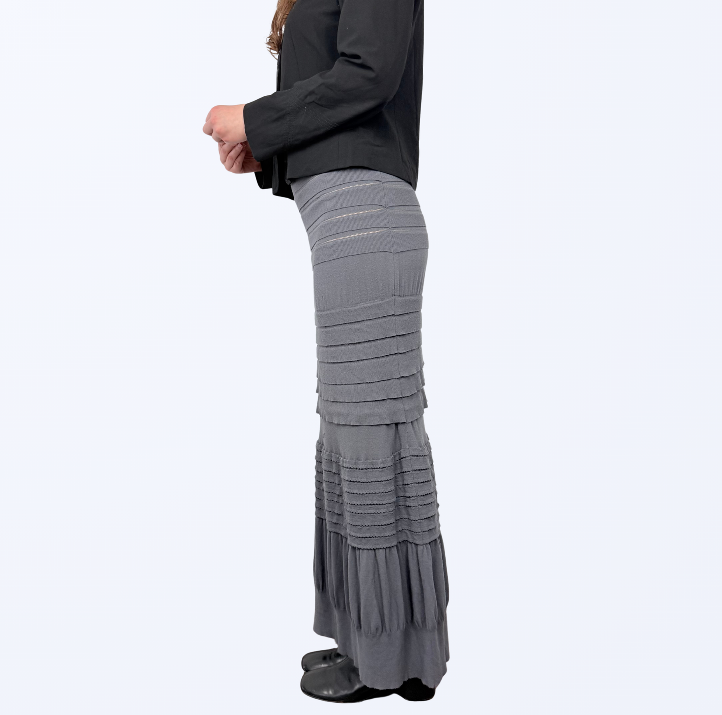 Sarah Pacini Maxirock semitransparent grau Gr. S/M Teos Vintage Onlineshop