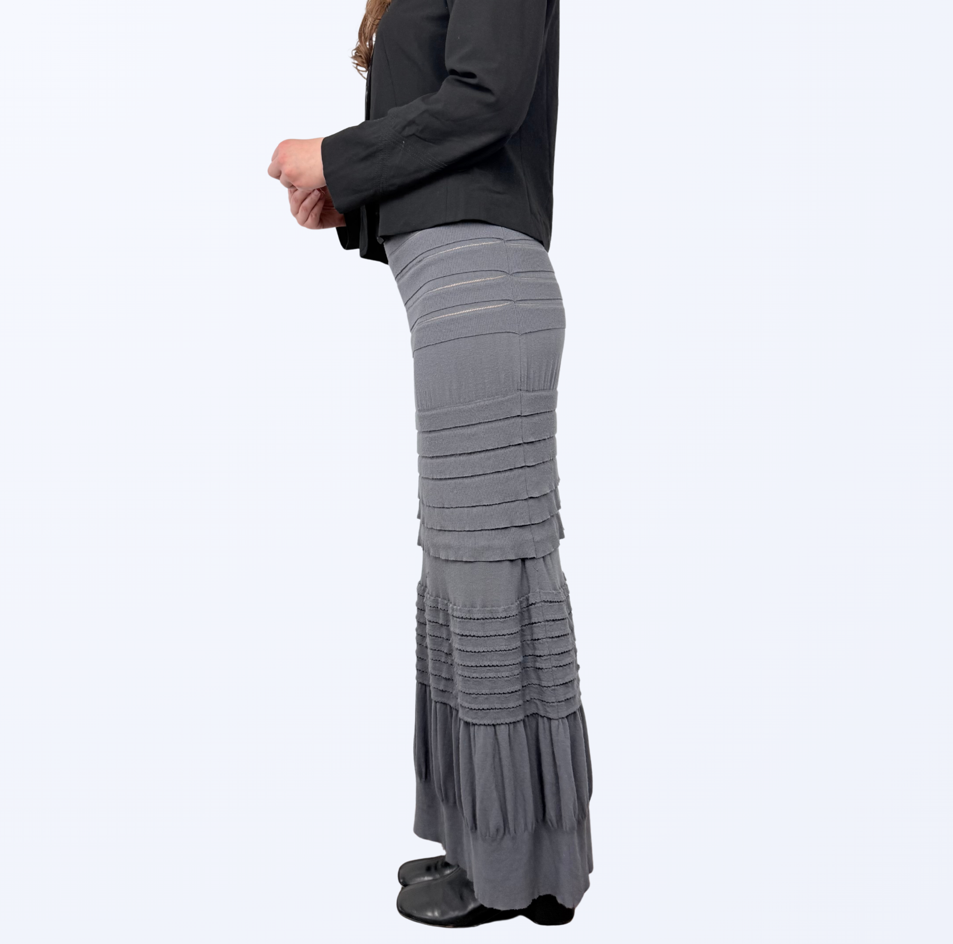 Sarah Pacini Maxirock semitransparent grau Gr. S/M Teos Vintage Onlineshop
