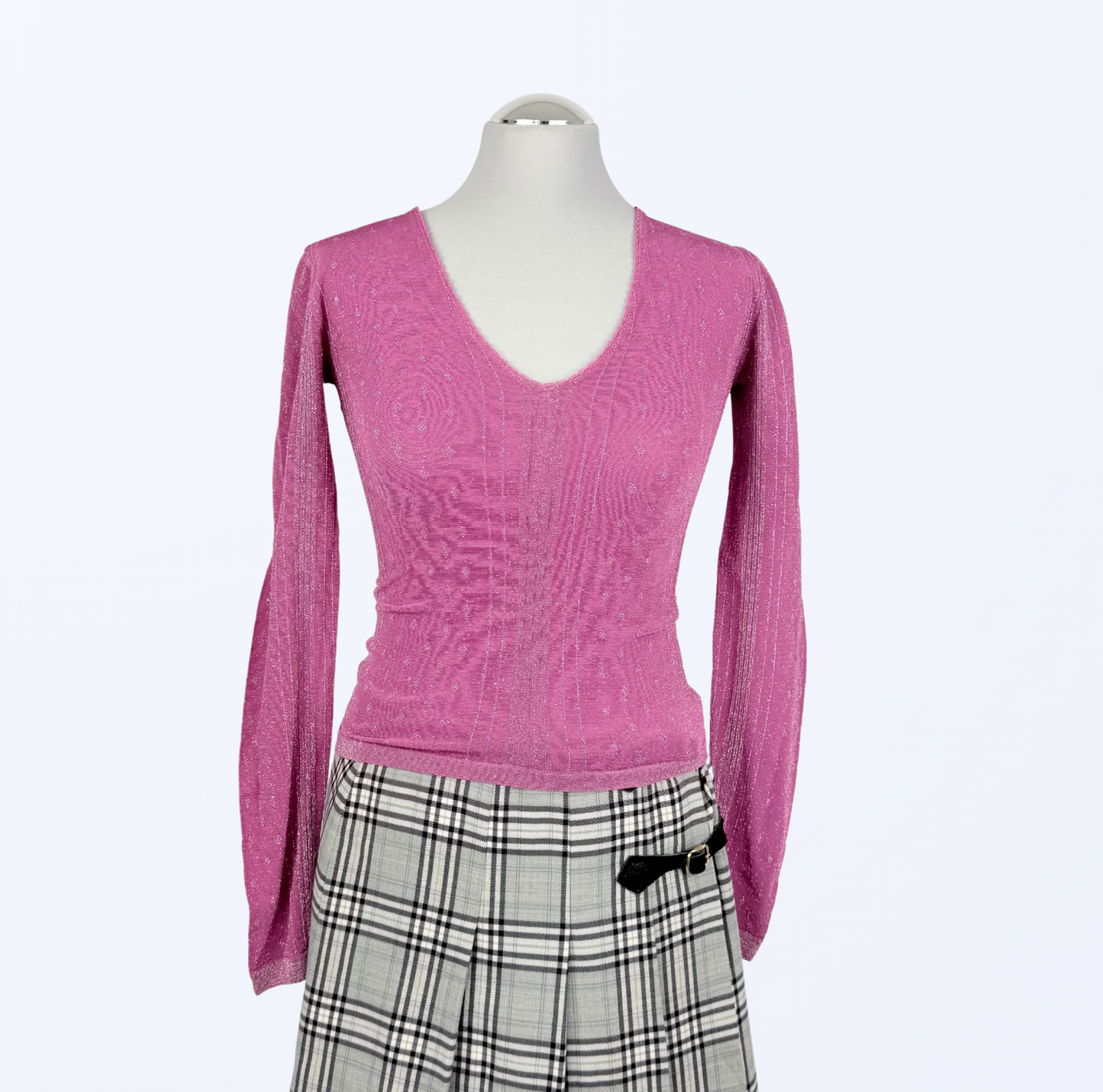 Sisley Longsleeve rosa lila Glitzer Teos Vintage Online shop