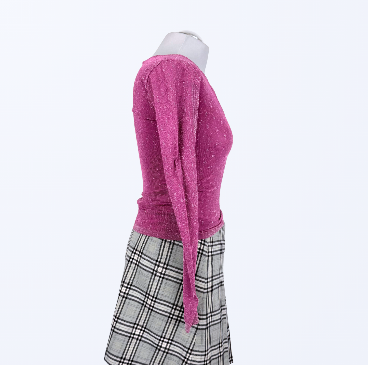 Sisley Longsleeve rosa lila Glitzer Teos Vintage Online shop