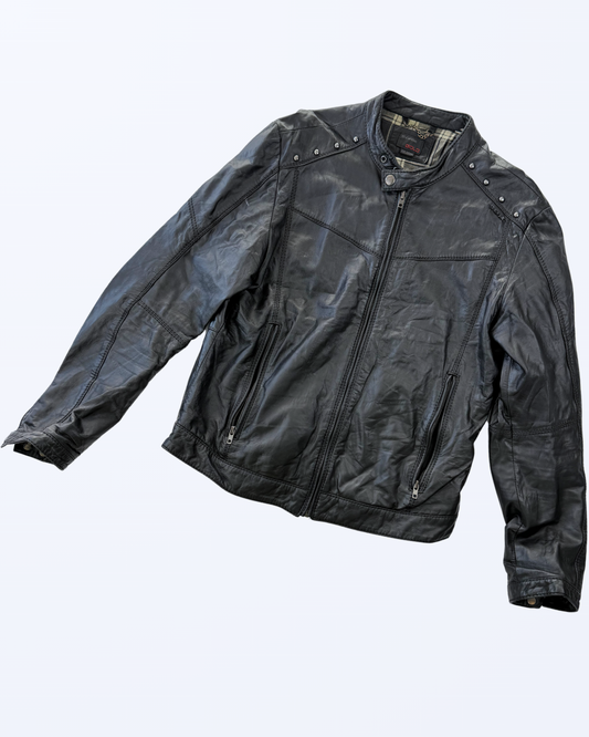 Sixty Energie Lederjacke Vintage schwarz 90s Style Gr. L Teos Vintage Onlineshop