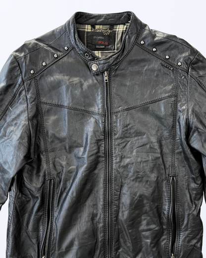 Sixty Energie Lederjacke Vintage schwarz 90s Style Gr. L Teos Vintage Onlineshop