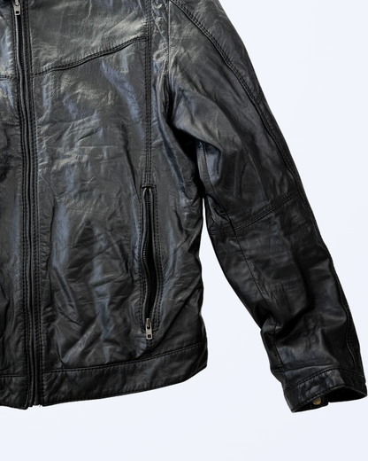 Sixty Energie Lederjacke Vintage schwarz 90s Style Gr. L Teos Vintage Onlineshop