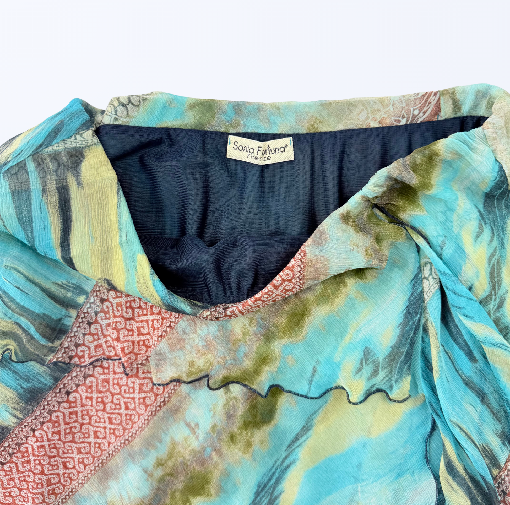 Sonia Fortuna Seidenrock Layers Asymmetrisch Teos Vintage Onlineshop