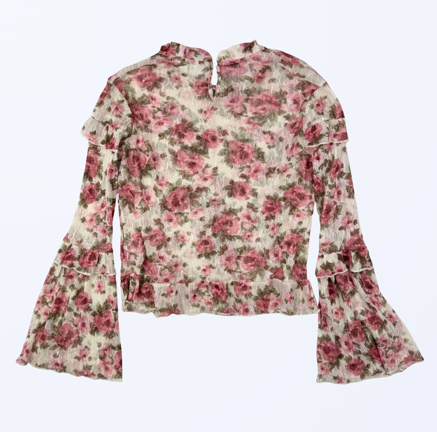 Longsleeve Trompetenärmel Rosenmuster Teos Vintage Onlineshop