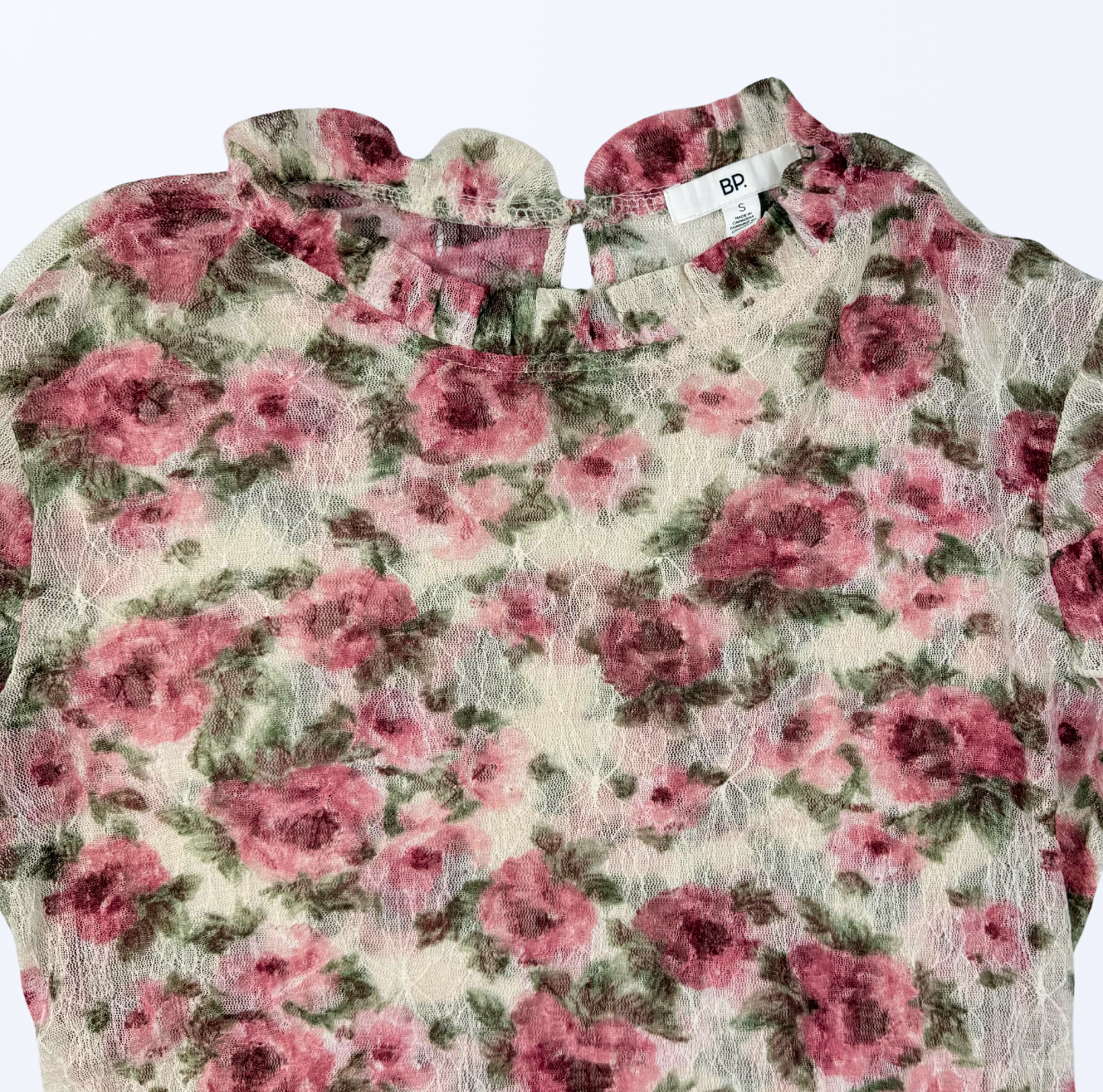 Longsleeve Trompetenärmel Rosenmuster Teos Vintage Onlineshop