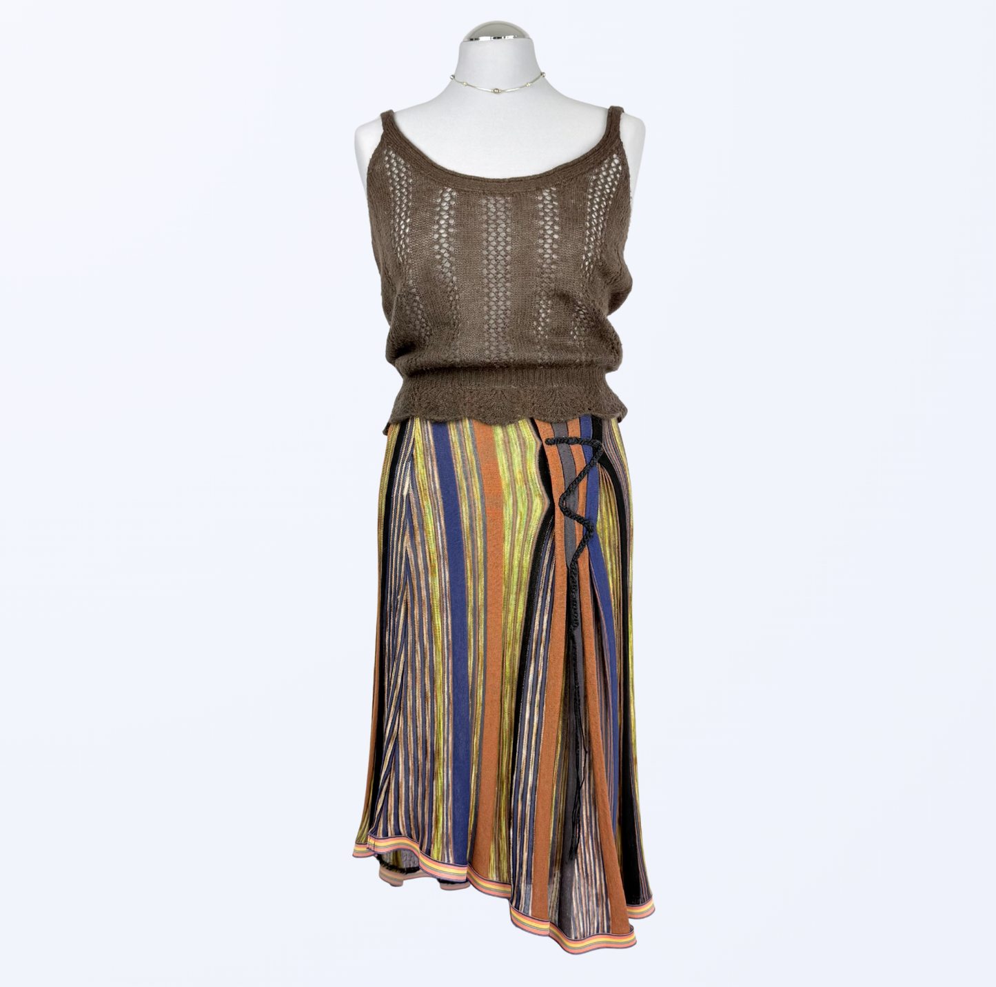 Rare Stefanel Midirock asymmetrisch Streifen 90s Style Teos vintage Online shop