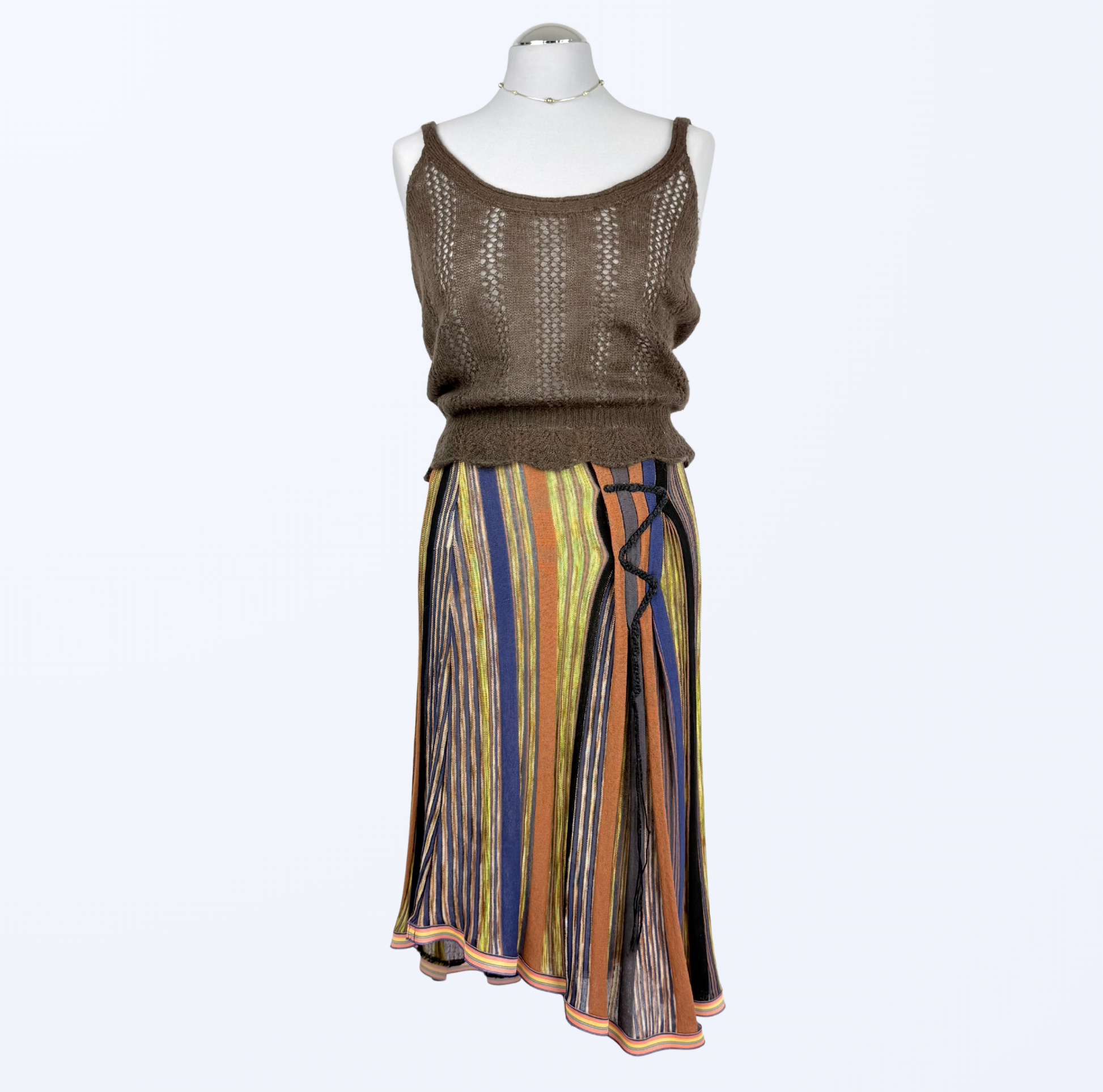 Rare Stefanel Midirock asymmetrisch Streifen 90s Style Teos vintage Online shop