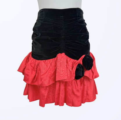 Salsa Tango Vintage Rock Volants Rosen Samt schwarz rot Teos Vintage Onlineshop